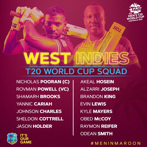 West Indies Men t20 World Cup squad 2022